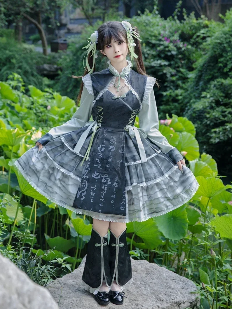 

2025 new Cute Girl Autumn Women's National Style Princess Dresses Original New Chinese Style Improved Cheongsam Lolita Op Dress