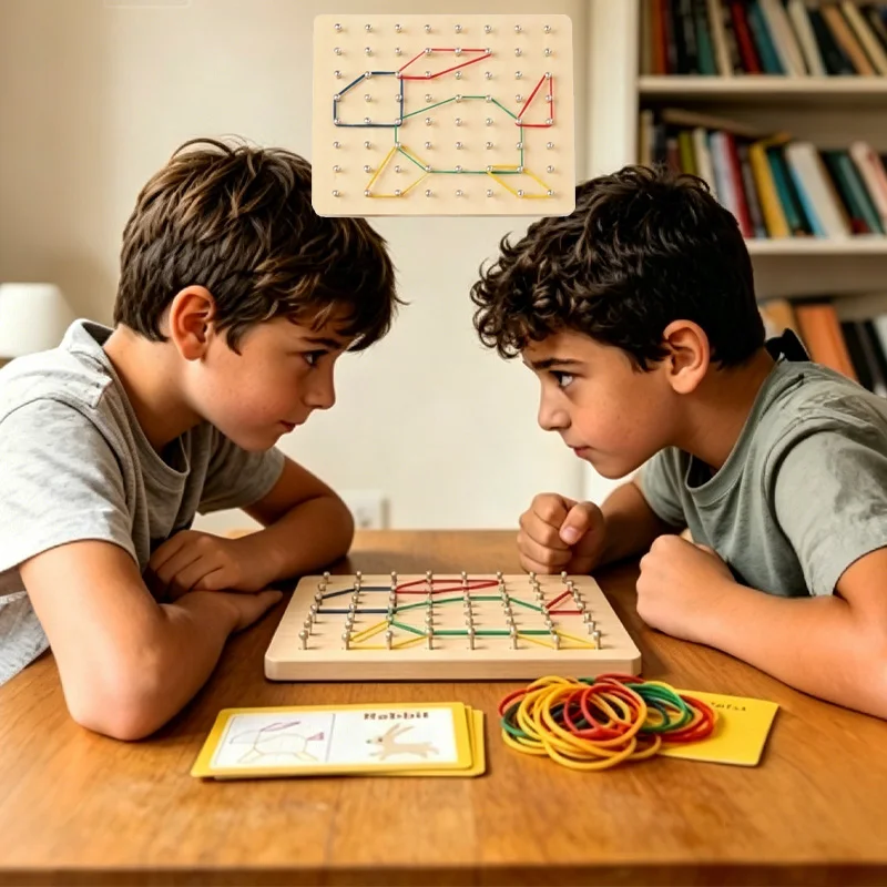 New Wooden Montessori Small Geometric Creative Nail Board Graphics for Children's Early Education Toys Puzzle Math Games Wooden