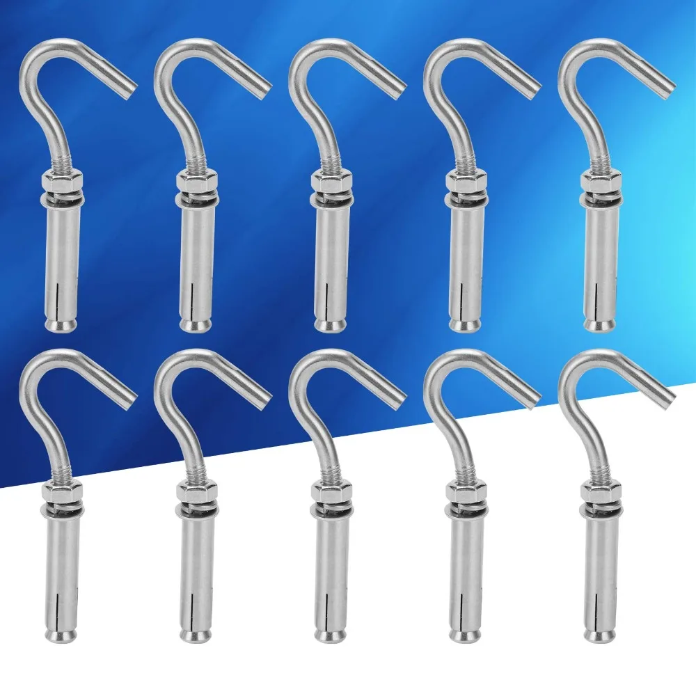 10pcs Durable Open Cup Hook Expansion Hooks Heavy Duty Mounting Anchor Bolts Heavy Duty Bolts Expansion Bolts For Brick
