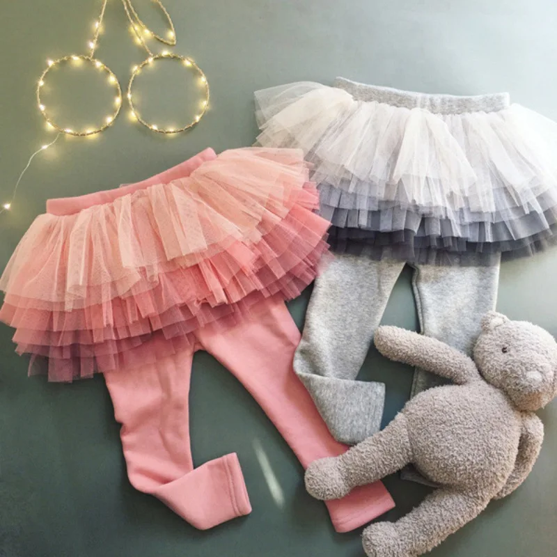 Kids Girl Legging Skirt-Pants Tutu Tights Cute Layered Lace Skirt Pants Toddler Girls Footless Tutu Skirt Stretchy Pants Tights