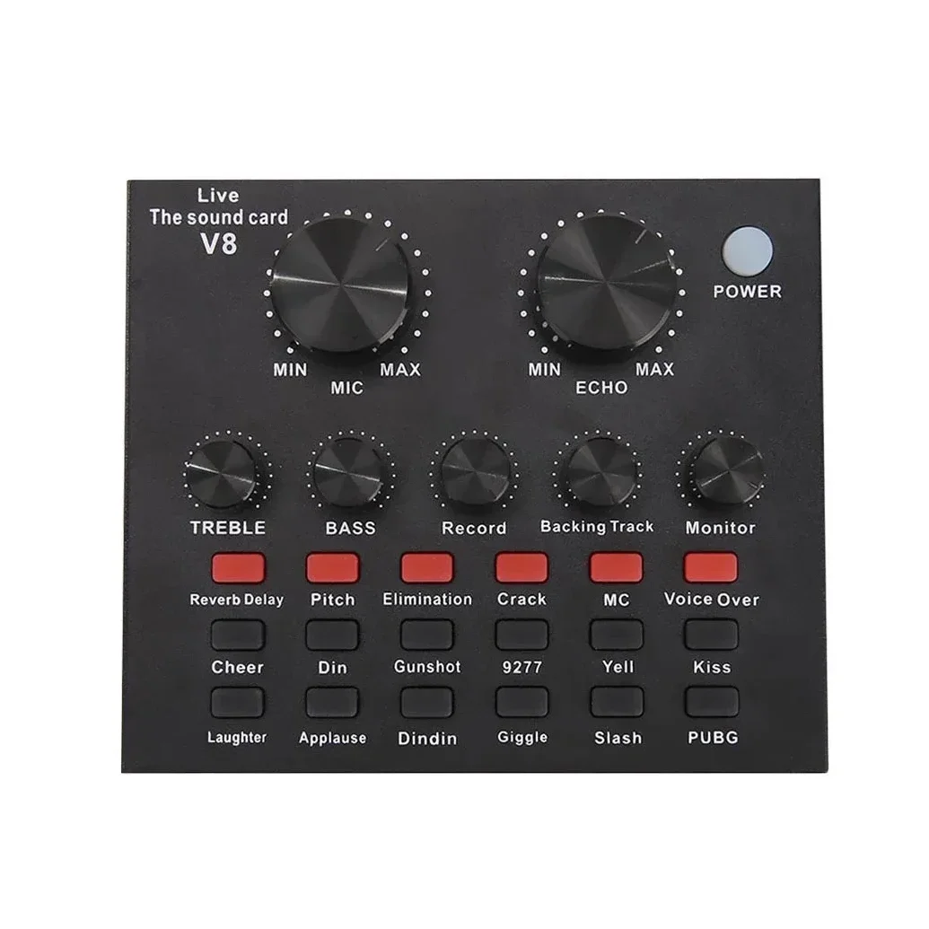 

V8 V8S V8SK Audio Mixer USB External Headset Microphone Webcast Personal Live Broadcast Sound Card For Phone Computer