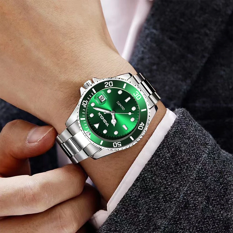 YASHIDUN حار بيع زوجين زوج كوارتز ساعة مقاوم للماء مضيئة تاريخ ساعة اليد عالية الجودة الفولاذ المقاوم للصدأ رجل الساعات هدية