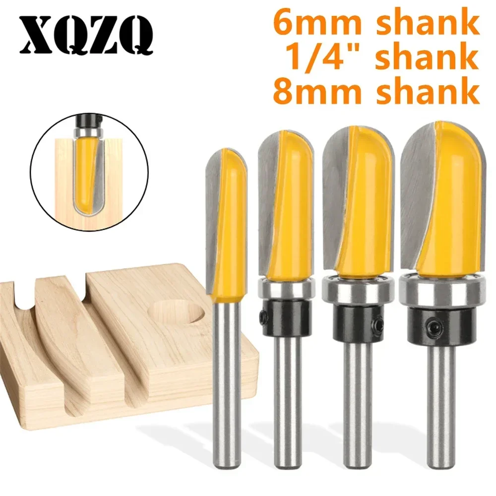 6mm 6.35mm 8mm Round Nose Bit with Bottom Bearing Router Bit Woodworking Milling Cutter for Wood Bit Face Mill End Mill Tools