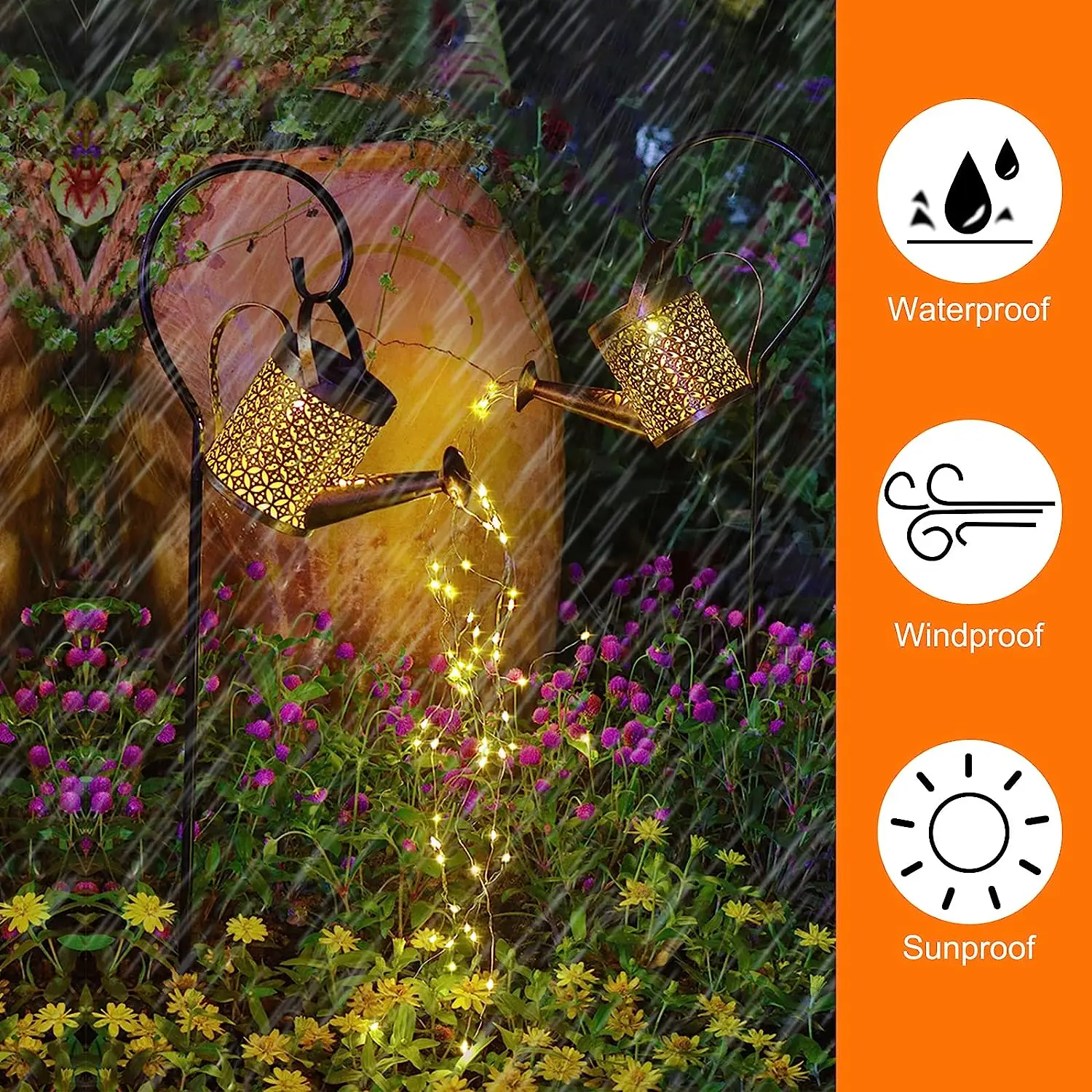 1pc Solar Watering Can with Lights,Solar Lanterns Outdoor Hanging Waterproof Garden Decor,Solar Garden Lights Yard Decorations
