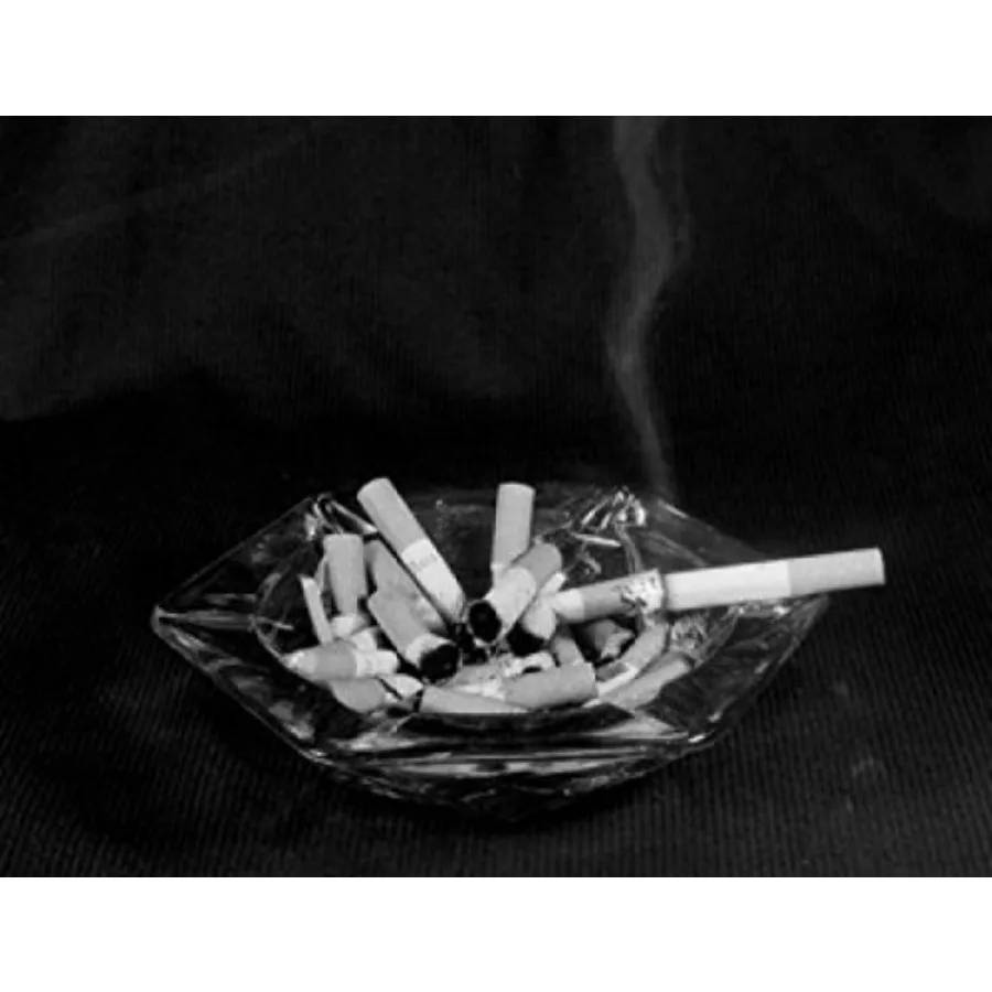 

Ashtray full of cigarette butts with single cigarette smoking Poster Print 24 x 36