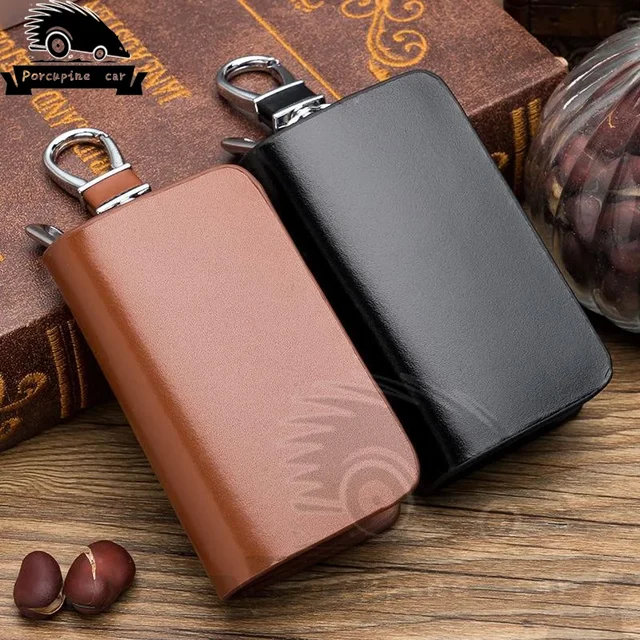 Nowe męskie i damskie skórzane wielofunkcyjne etui na kluczyki samochodowe do VW BMW Mercedes Audi Opel Lexus Toyota Nissan Kia Key Auto Rings