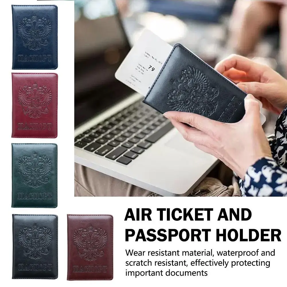 Ticket And Passport Holder Embossed Design Russia Passport Cover Case Wallet For Men Women Bag For Passport & Tickets