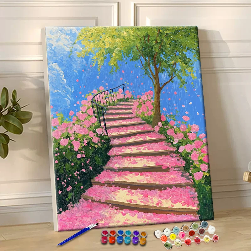 

Картина по номерам, цветы, лестница, акриловая краска, холст, дропшиппинг, портрет, семейные детские фото, рождественские подарки