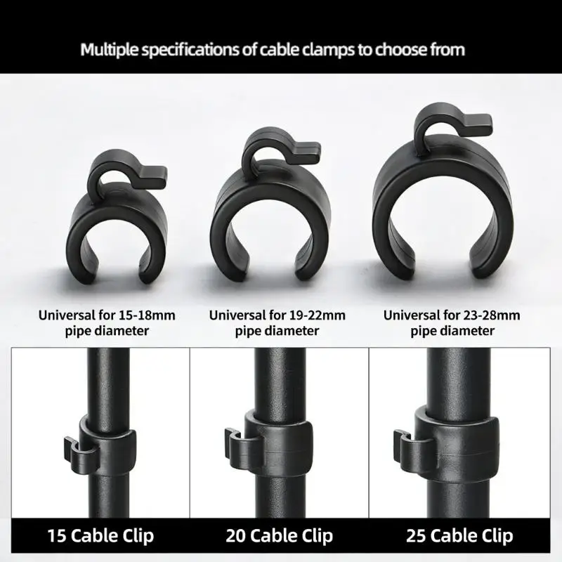 5PCS Clip On Cable Managers for Holding Data Auditory Video Lines on Tripods Microphone Stands and Phones 20mm or 25mm