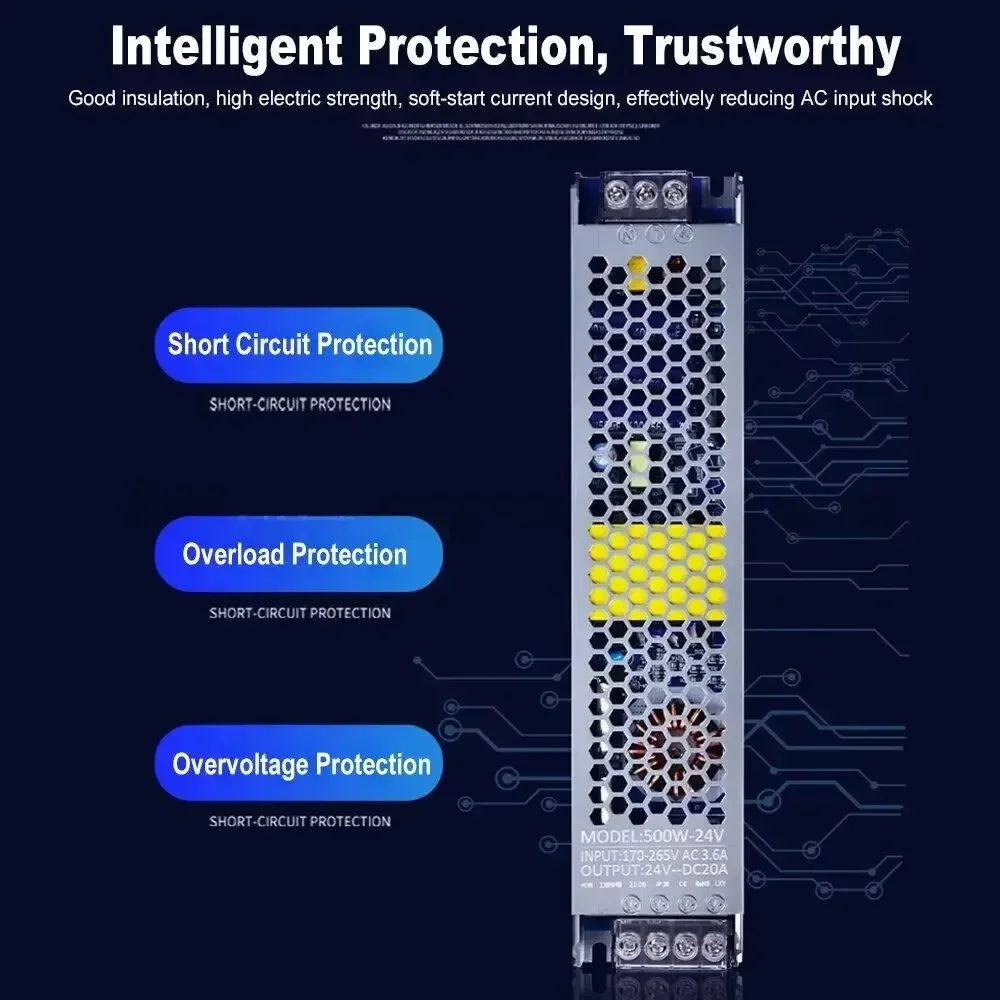 DC Switching Power Supply 12V 24V Mute Lighting Transformer 60W 100W 150W 200W 300W 400W LED Light Strip Driver Power AC110-250V