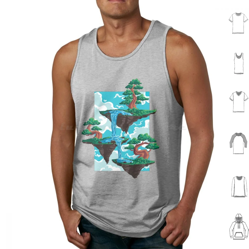 Floating Flowing Islands Bonsai Sticker Duvet Tank Tops Print Cotton Juniper Bonsai Tree Juniper Procumbens Nana