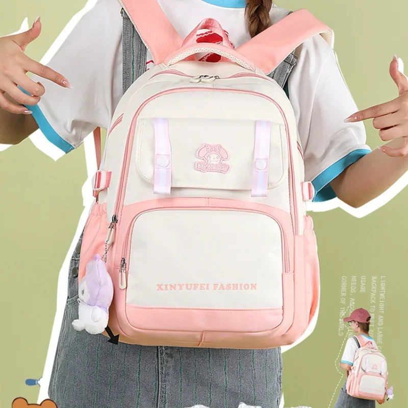 Sanrio Kulomi's new fashion and leisure student schoolbag Melody color matching large-capacity burden-reducing backpack