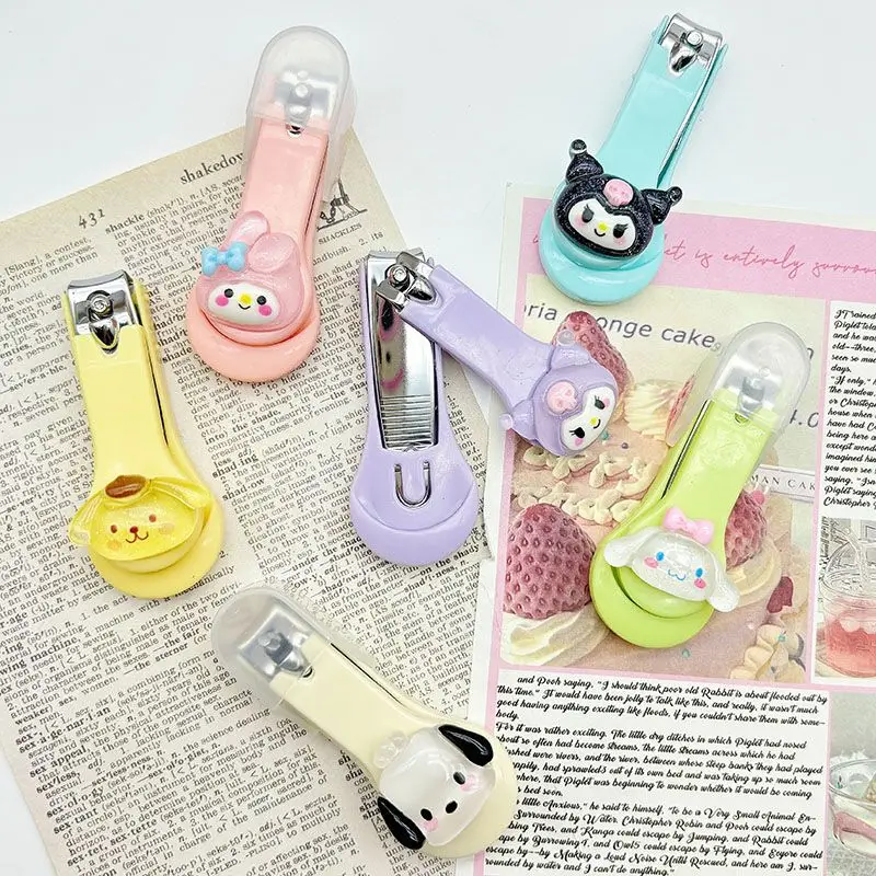 Cute Cartoon Kuromi My melody Pochacco Cinnamoroll Pompom Purin Nail Clipper Sanrio Compact Portable Nail Clipper Gift Wholesale