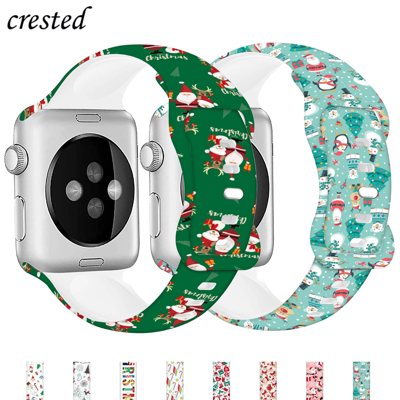 Christmas Straps for Apple Watch band 44mm 40mm 46mm 49mm 41mm 45mm 42mm Printed Silicone Bracelet iwatch series 10 9 8 ultra 2