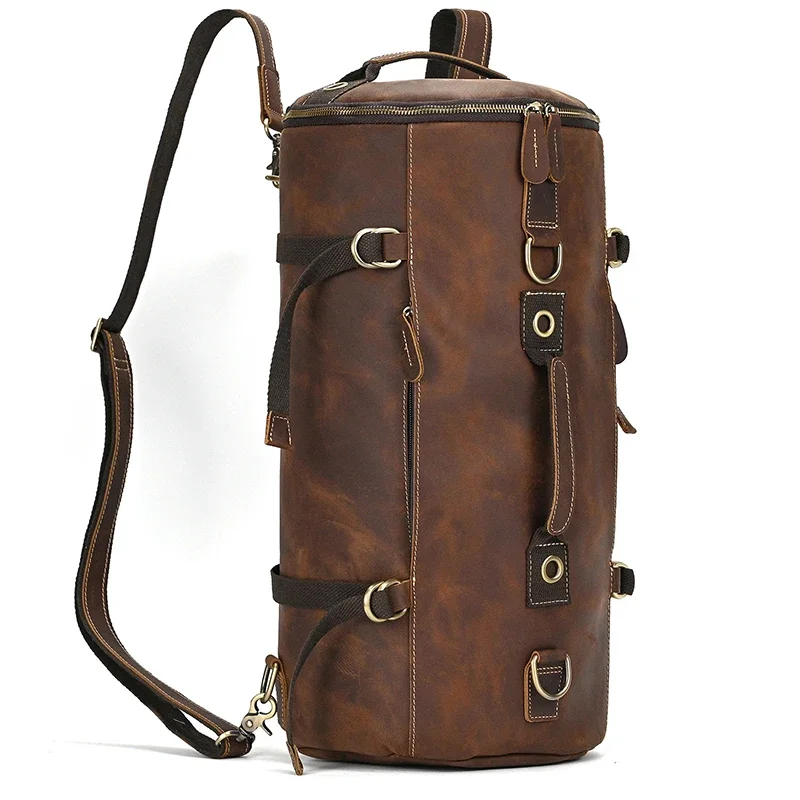 Retro Style Leather Backpack Travel Bag Men Male Backpack Daypack Genuine Leather Travel Bags Motorcycle Backpack Male Handbag