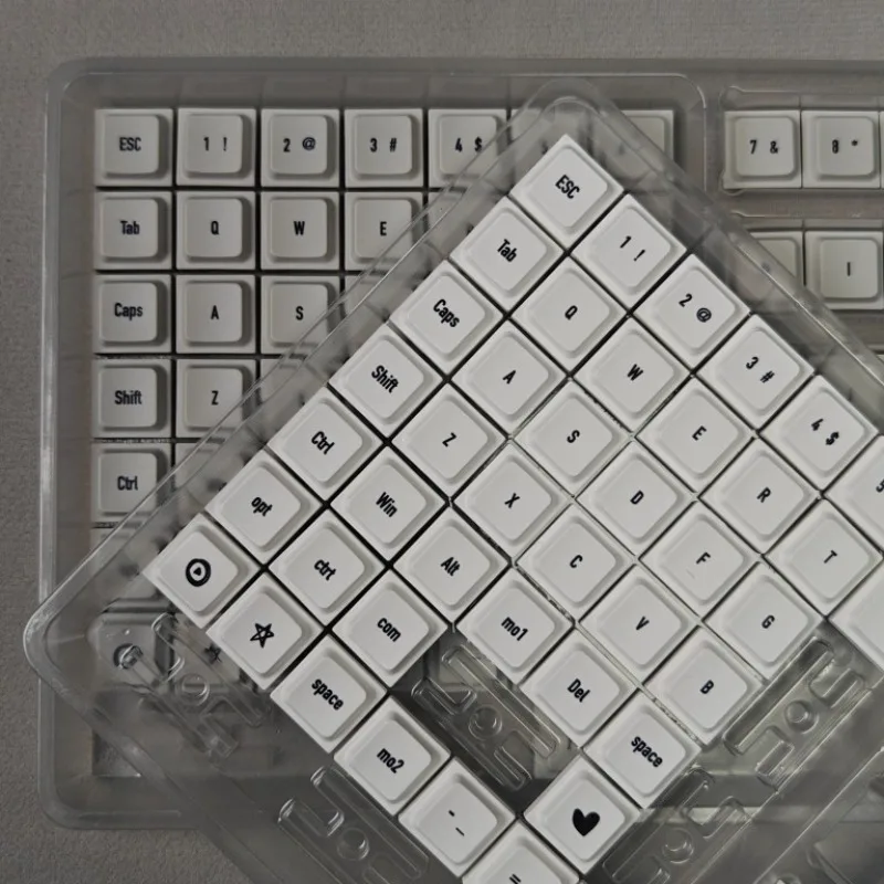 LAK White  Low Profile Keycaps Set Custom PBT Sublimation CHOC V2 MX Keyboard Caps for Gaming Mechanical Keyboard Accessories