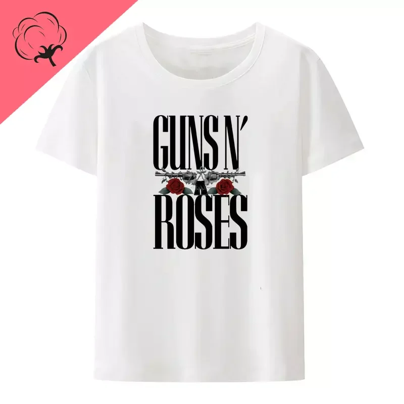 Guns N Roses Theme 100%Cotton Summer O-neck Print Streetwear T Shirt Male Harajuku Short Sleeve Tee Men Clothing Y2k Tops Gym