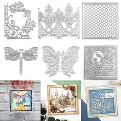 Grand Dragonfly Swirl Corner Duo Marokańska koronkowa obramowanie Metalowe matryce do wycinania, wytłaczanie Wycinanie do tworzenia kartek DIY Scrapbooking Craft