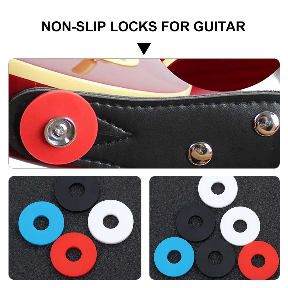 

12 Pcs Electric Guitar Strap Buckle Anti-Slip Studs Music Silicone Gasket for Locks Accessories