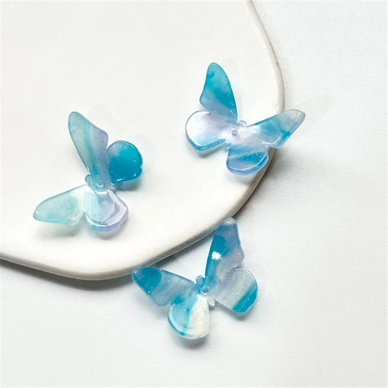 10Pcs/Lot New Acetic Acid Animal Butterfly Beads Charm Connectors Diy Hair Jewelry Making Resin Accessories Material