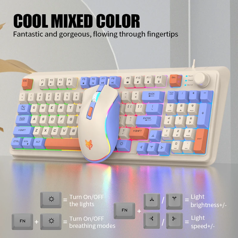 K820 USB Wired Game Keyboard Mouse Set Illuminated Desktop/Laptop Home Office Female Male Keyboard image 5