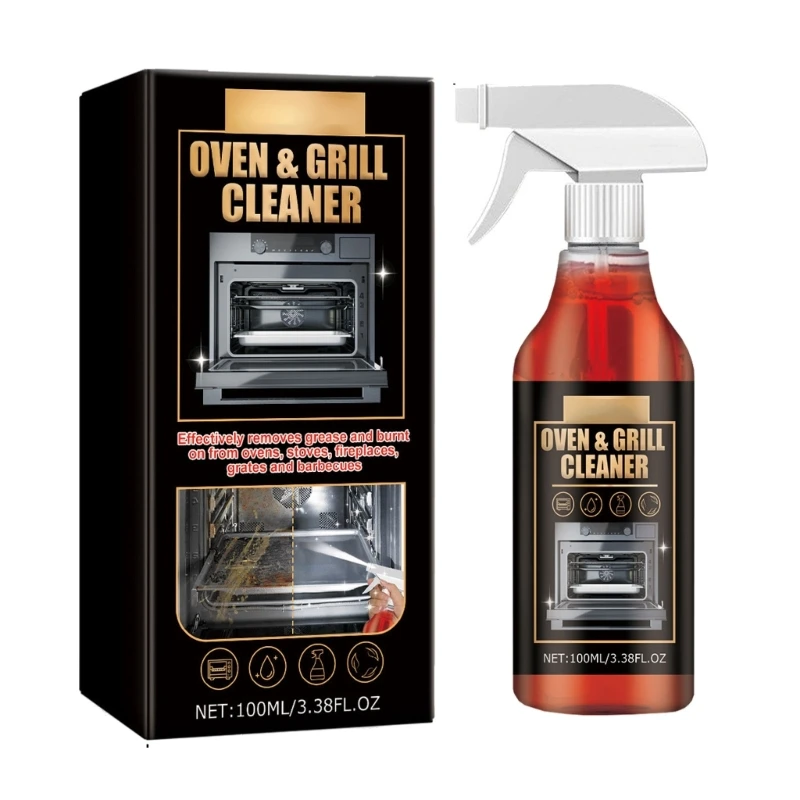 Glass Oven Door Cleaner Sprays 100Ml Foam Formula Microwave Sprays for Grease Grill Grates Stove Surfaces & Microwave Interiors
