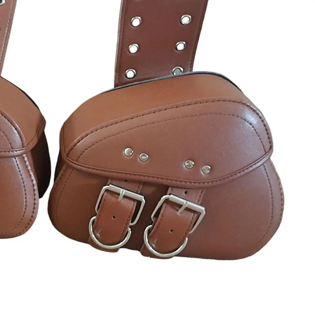 Sac de selle de moto en cuir marron résistant aux rayures, pochette à deux côtés