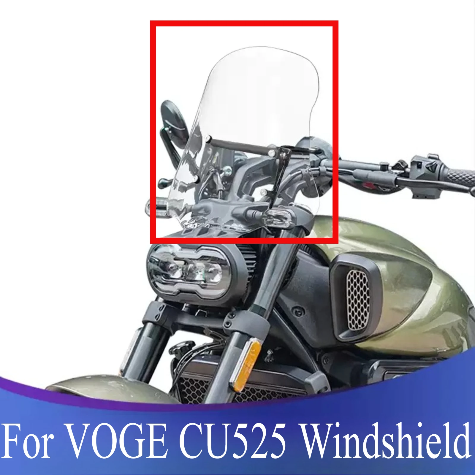 

For VOGE CU525 Motorcycle Modified Windshield Wind Deflector Heightened Windshield Front Durable Glass Accessories Parts