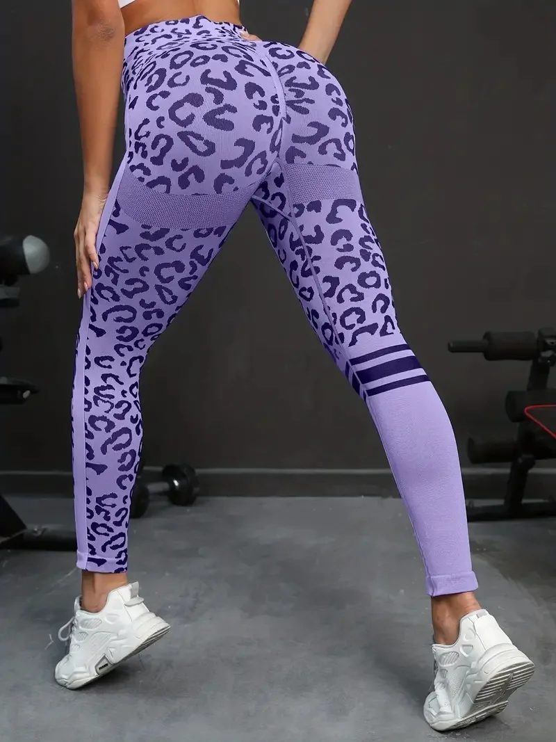 Best choice for leopard seamless trousers yoga exercise, breathable, high waist and elastic, peach buttocks, usually worn
