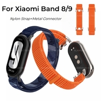 Nylon Breathable Strap for Xiaomi Mi Band 9 8 Wristband Bracelet Metal Connector correa for Mi Band 9 8 NFC Watchband Accessorie