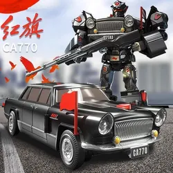 1/24 Hongqi CA770 modello di auto in lega Diecast Metal Car Transformation Robot Form deformabile Car Robot Toy Model regali giocattolo per bambini