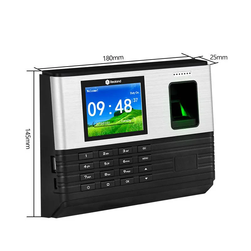 Wifi RFID 2.8inch Biometric Fingerprint Time Attendance TCP/IP USB Office Check-in Realand System Time Clock Free Software