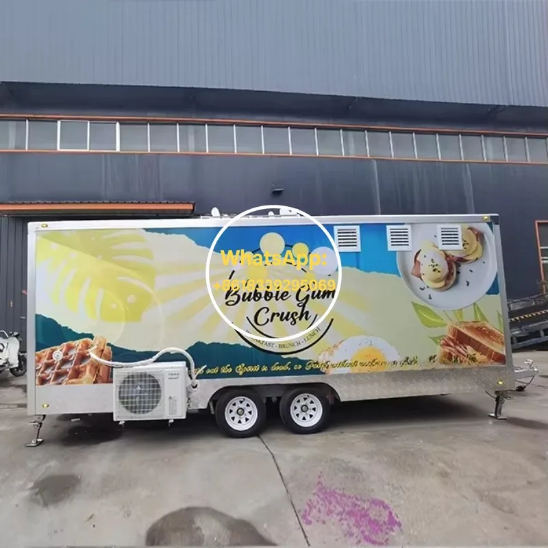 

Small Square Food Trailer Customized Hot Dog Food Truck Mobile Kitchen with Grill Refrigerator Turnkey Solution Factory Direct
