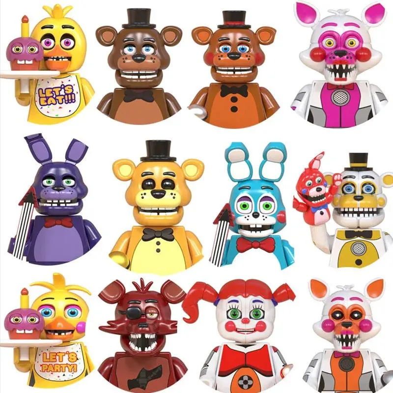 Anime Game Building Blocks Bricks Chica Foxy Bear Dolls Mini Action Toy Figures Assemble Christmas Gifts WM6170 WM6074 WM6097