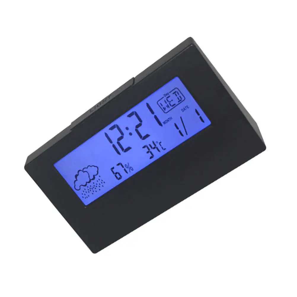 Multi Function Table Alarm Clock Featuring Real Time Weather Temp Humidity Display Cute Creative Gift Desktop Bedside Clock
