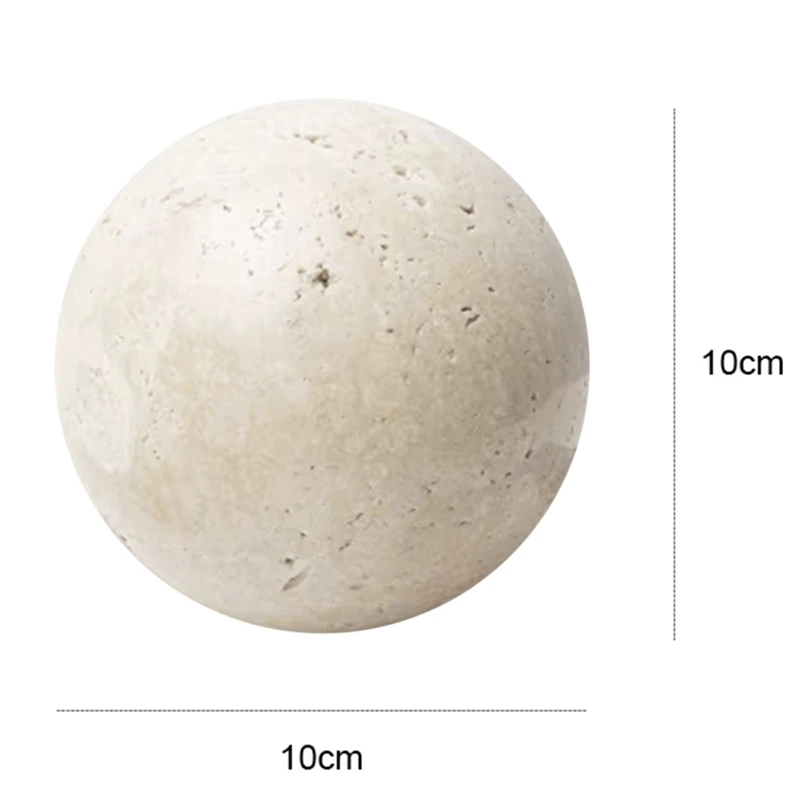 

Natural Marble Stone Ball Decor for Table and Shelf Vintage Travertine Sphere Sculpture for Home Decoration B-ABRM