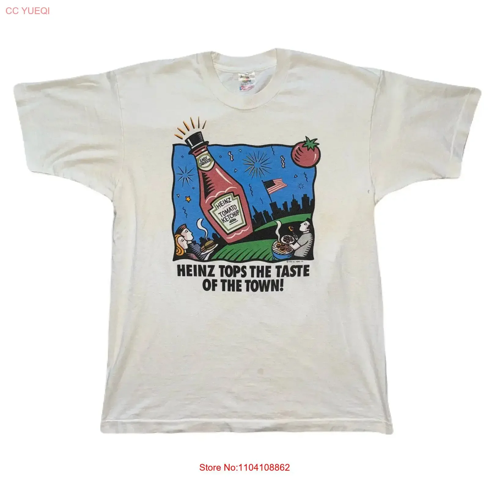 Rare Vintage 90s Heinz Ketchup Condiment Promo T Shirt Size Large vintage Washed streetwear graphic Comfortable homme Casual