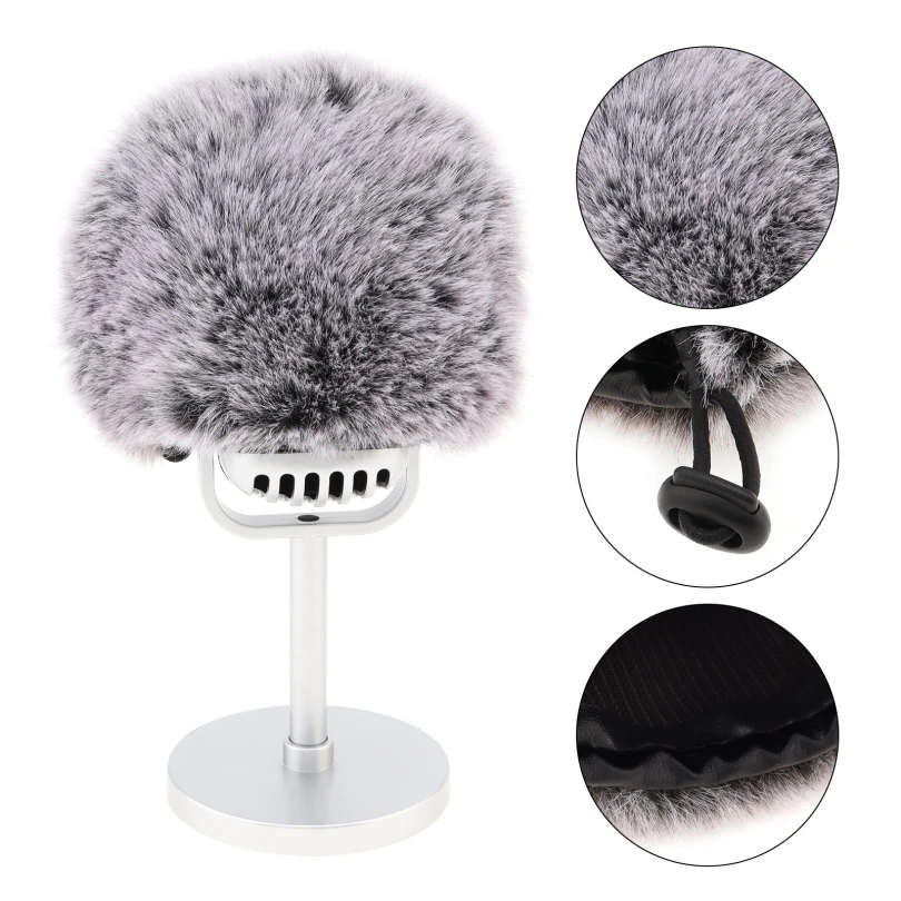 Mic Wind Cover Microphone Furry Windscreen Muff, Light in weight White / Grey / Black Microphone Pop Filter