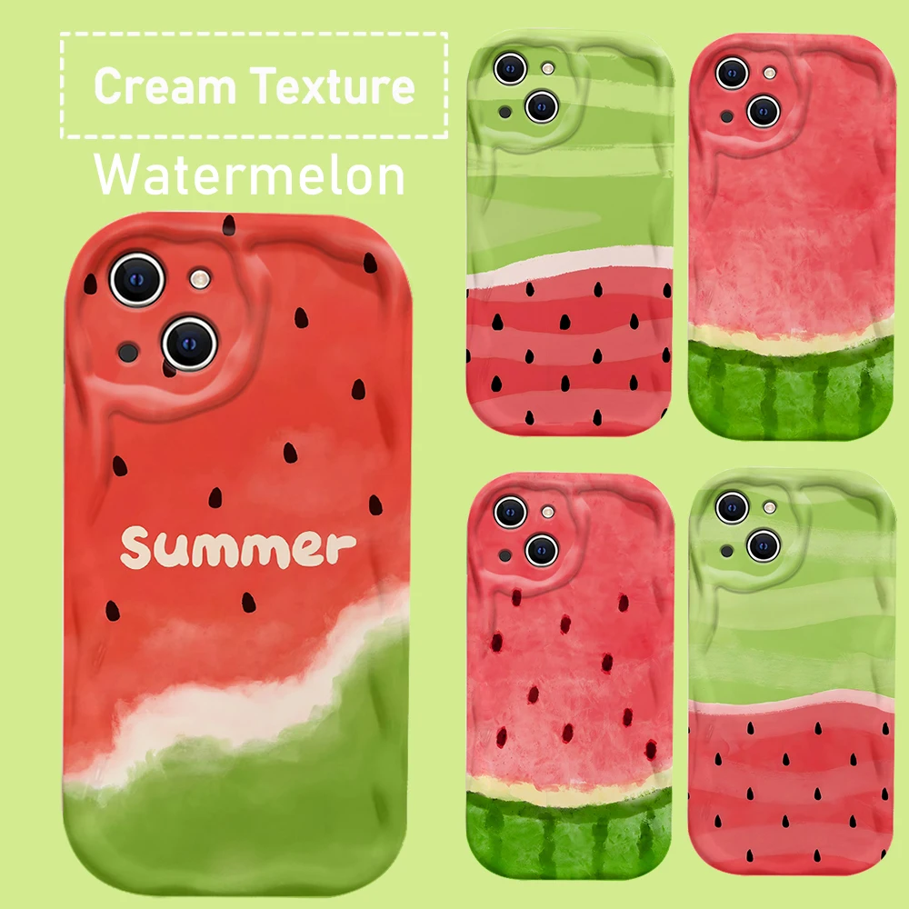 Funda de silicona suave para IPhone, carcasa con diseño de sandía 3D para modelos 16, 15, 14, 13, 12, 11 Pro Max, Mini, X, XR, XSMAX, 8, 7, 6S Plus