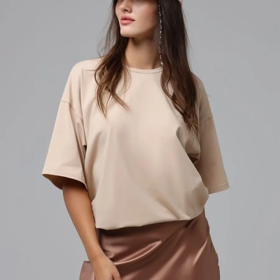 Pullover Short Sleeve Top Regular Fit Casual with Crew Neck T Shirt Japanese Korean Casual Heat Set Finish Spring for Women