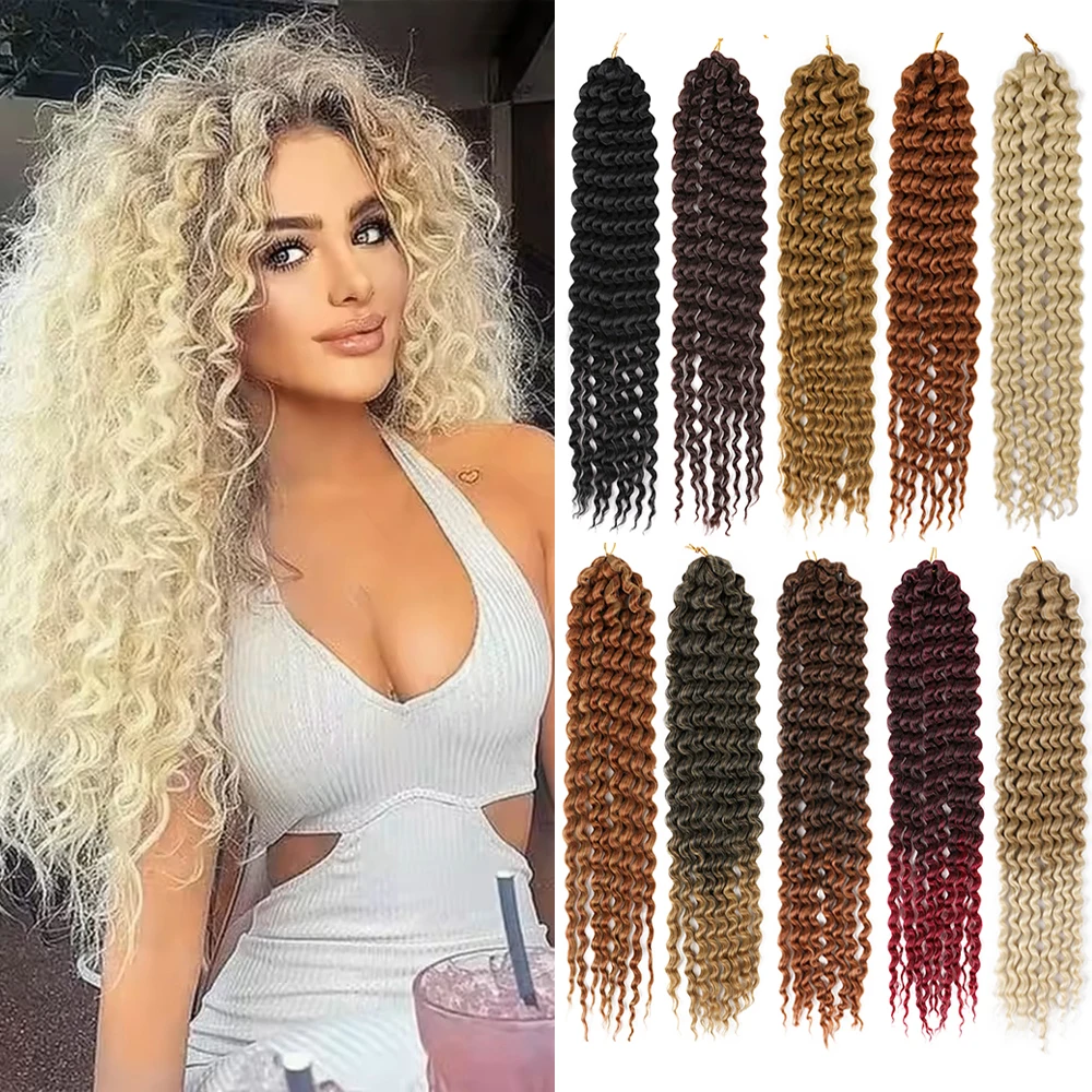

Loose Deep Wave Synthetic Twist Braiding Hair Extensions 18 Inch 24 Inch Water Wave Braid Hair Ombre Twist Crochet Curly Hair