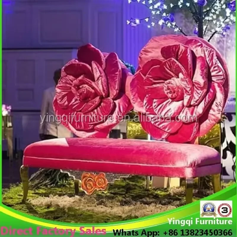 Romantic Flower Shaped Wedding Sofa for Bride and Groom Love Seat Decorative Furniture for Marriage Ceremony Photo Props