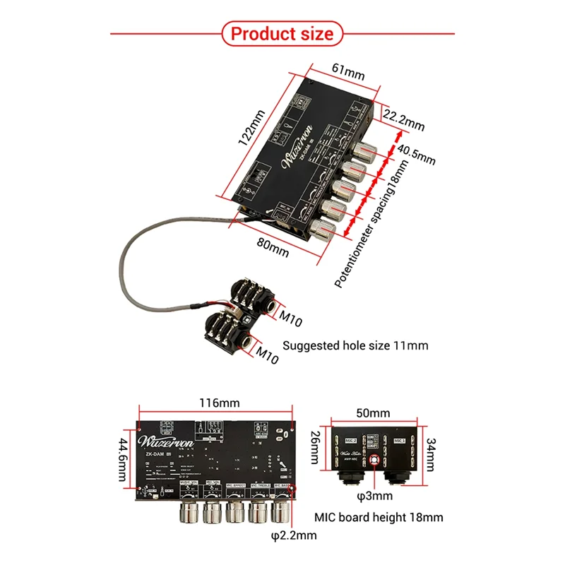 DAM H2 ميكروفون كاريوكي مع بلوتوث USB فك دعم توصيل TWS زوج AABGI