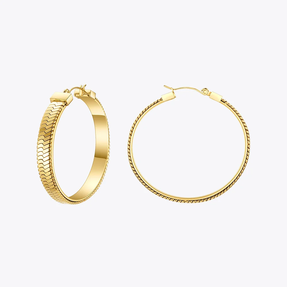 ENFASHION Snake Bone Chain Hoop Earrings For Women Gold Color Stainless Steel Large Circle Hoops Earings Fashion Jewelry E201176