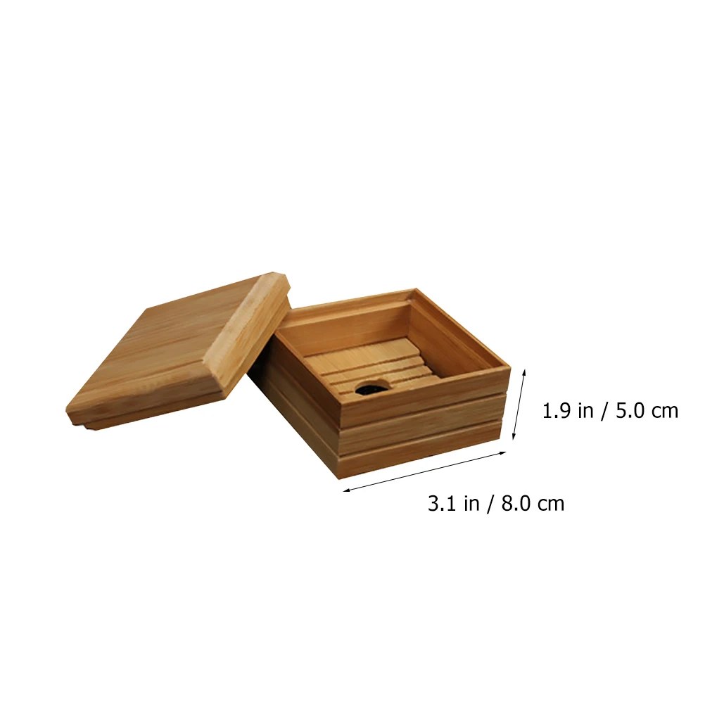 

2Pcs Bamboo Smooth Edge Tray Travel Soap Tray Kitchen Travel Soap Container Bathroom Portable Container