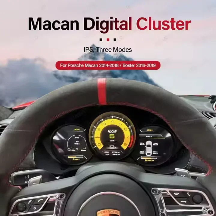 Panel Instrumen Digital LCD Auto Meter Mobil untuk Porsche Boxster 2016-2022 Sistem Linux Speedometer 1920*720 Dashboard