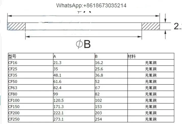 10PCS  Vacuum copper gasket gasket CF16 copper ring Tu2 sealing ring flange copper ring CF35/40 50 63 100 80 Annealing