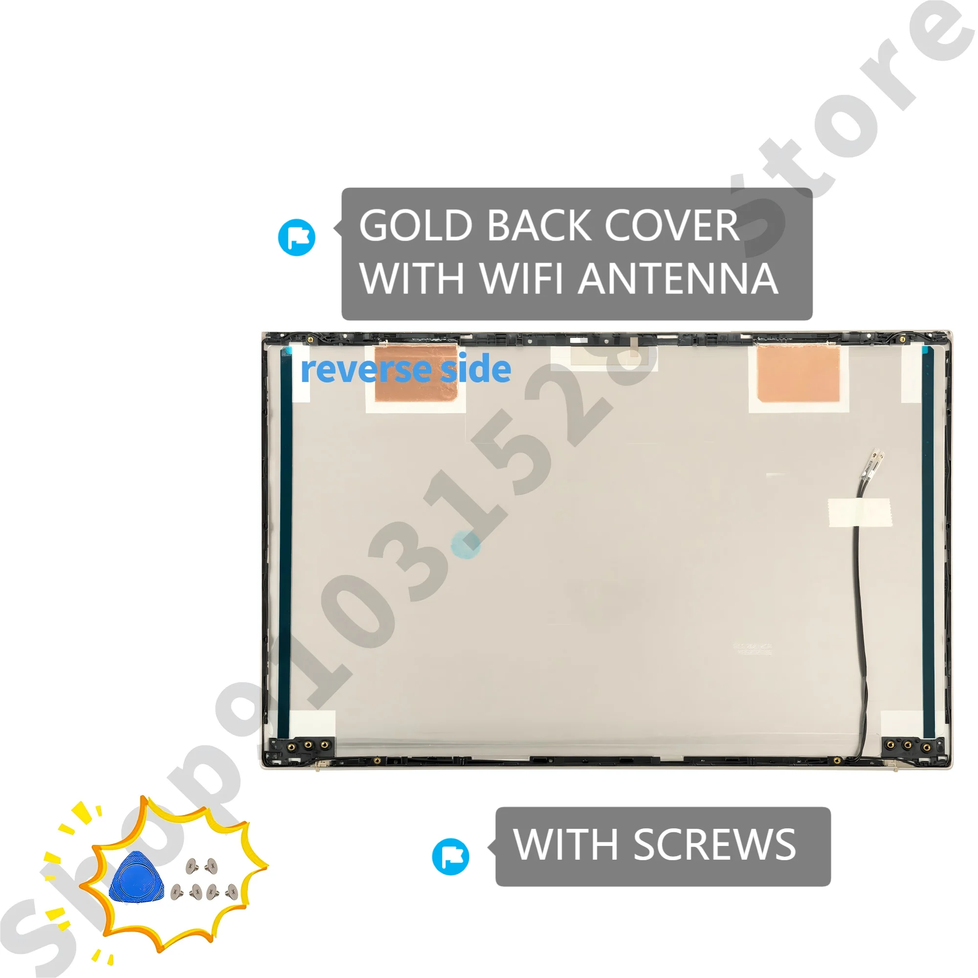 Couvercle arrière LCD pour pavillon 15-EH 15-EG 15Z-EH TPN-Q245 Q246, charnières supérieures M08899-001, lunette/réparation en métal bleu/argent/or