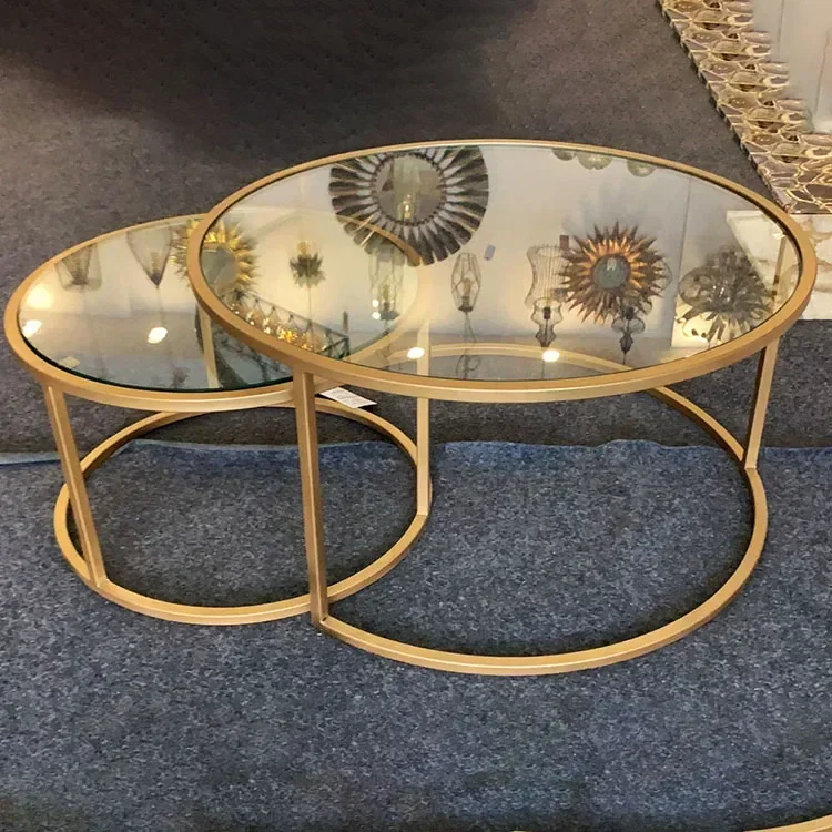 

Hot Sales Living Room Furniture Set Metal Center Coffee Table Modern Luxury Meuble De Table Basse Salon Glass Coffee Table