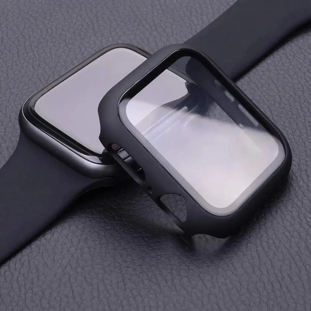 Case For Apple watch Screen Protector 45mm 41mm 44mm 40mm 42mm 38mm Tempered Glass Hard PC Bumper iWatch series 9 8 7 6 5 4 3 SE